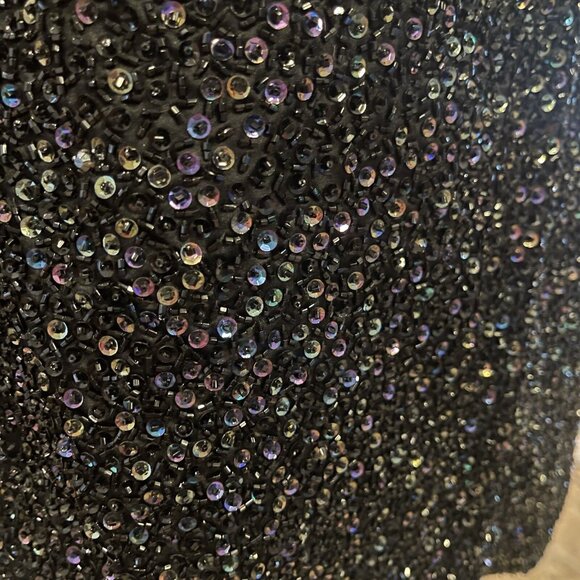 Vintage 60’s Gene Shelly Black Sequined Beaded Silk Blend Sleeveless Top Size 14 - Picture 6 of 10